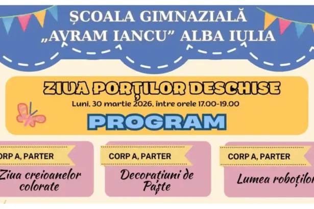 30 martie 2026 Ziua Portilor Deschise la Scoala Gimnaziala Avram Iancu Alba Iulia Activitati dedicate creioanelor colorate culorilor primaverii si lumii robotilor