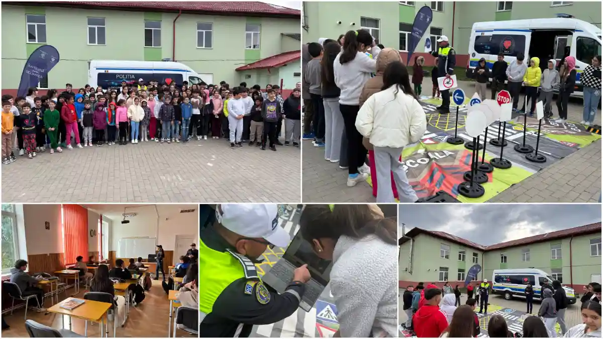 FOTO Politist pentru o zi lectie interactiva de educatie rutiera la Scoala Gimnaziala Mihai Eminescu din Ighiu Filiala Sard