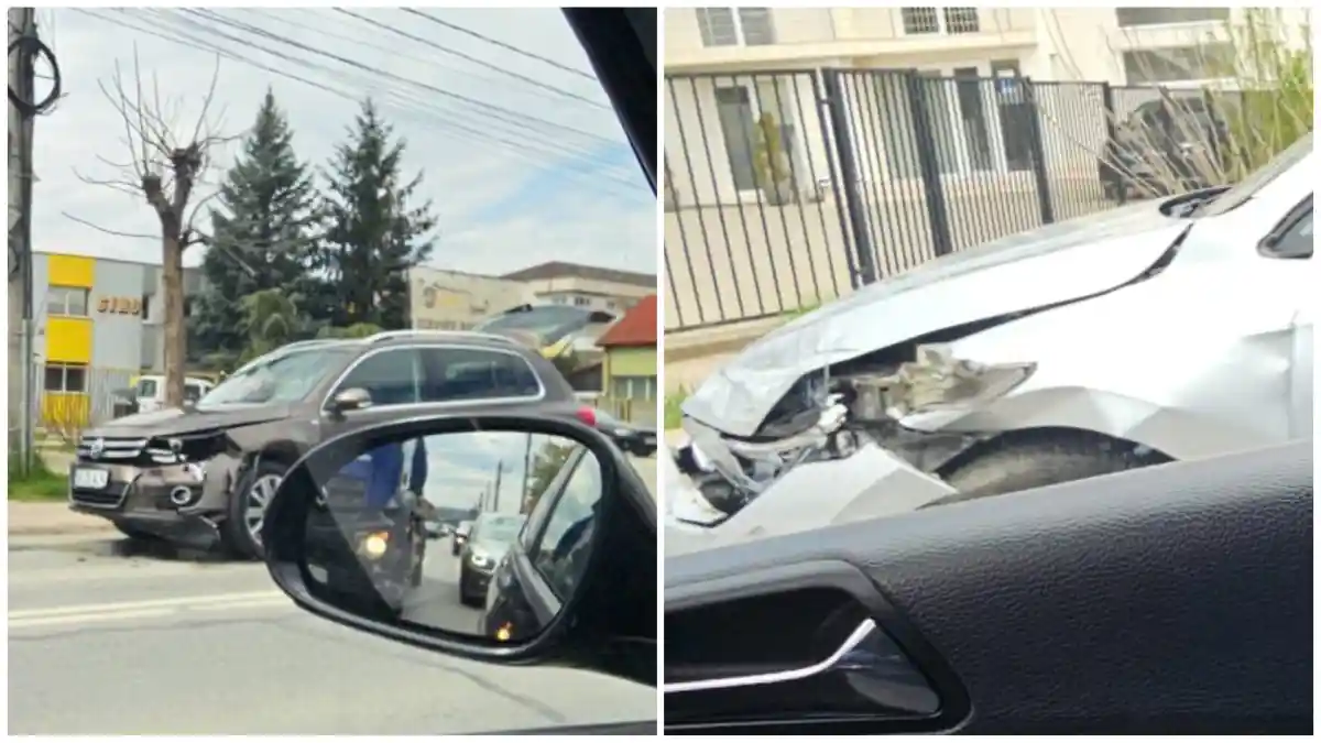 FOTO ACCIDENT rutier la Alba Iulia Doua masini s au ciocnit pe Calea Motilor