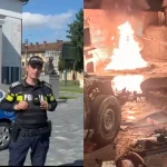 FOTO Agentul sef principal de politie Alexandru Crisan de la Politia Sebes a descoperit doua persoane care incendiau componente auto obtinute din dezmembrari Amendi de 30000 de lei pentru ambii infractori