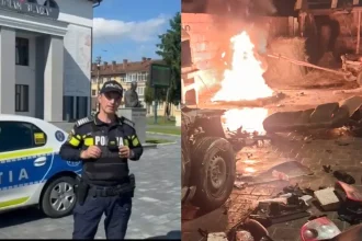 FOTO Agentul sef principal de politie Alexandru Crisan de la Politia Sebes a descoperit doua persoane care incendiau componente auto obtinute din dezmembrari Amendi de 30000 de lei pentru ambii infractori