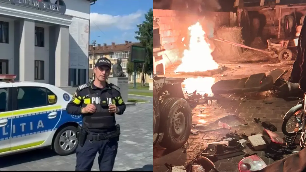 FOTO Agentul sef principal de politie Alexandru Crisan de la Politia Sebes a descoperit doua persoane care incendiau componente auto obtinute din dezmembrari Amendi de 30000 de lei pentru ambii infractori