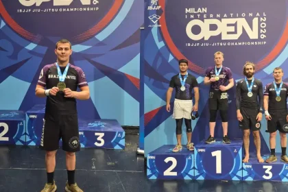 FOTO Bogdan Dobrescu police de penitenciare la Penitenciarul Aiud pe podium la un concurs international de Brazilian Jiu jitsu in ciuda unei accidentari