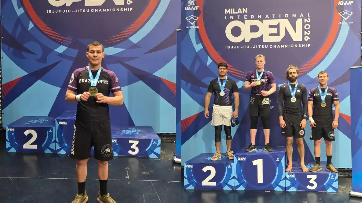 FOTO Bogdan Dobrescu police de penitenciare la Penitenciarul Aiud pe podium la un concurs international de Brazilian Jiu jitsu in ciuda unei accidentari