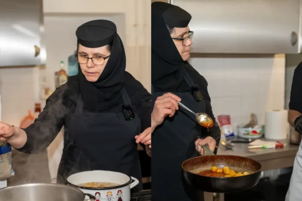 FOTO Doua calugarite i au invatat pe elevii Colegiului Economic din Alba Iulia tainele prepararii mancarii in manastiri