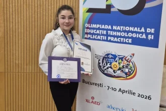 FOTO Emma Laris elev a Scolii Gimnaziale Ion Agarbiceanu din Alba Iulia castigatoare a unui premiu de excelenta si mentiune la Olimpiada Nationala de Educaie Tehnologica si Aplicatii Practice 2026