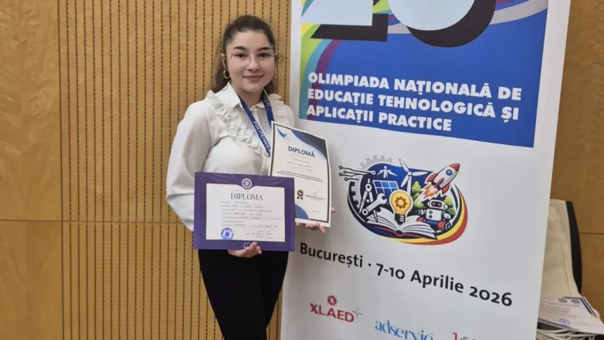 FOTO Emma Laris elev a Scolii Gimnaziale Ion Agarbiceanu din Alba Iulia castigatoare a unui premiu de excelenta si mentiune la Olimpiada Nationala de Educaie Tehnologica si Aplicatii Practice 2026