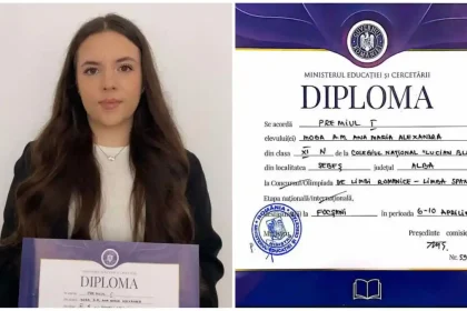 FOTO Moga Ana Maria Alexandra de la Colegiul National Lucian Blaga Sebes castigatoare a premiului I la Olimpiada Nationala de Limba Spaniola cu un punctaj de 99 5 puncte