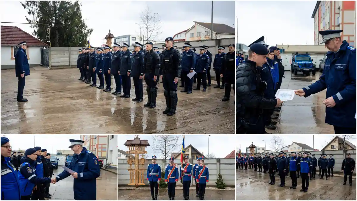FOTO Momente solemne la Jandarmeria Alba 11 jandarmi avansati in grad cu ocazia a 176 de ani de la infiintarea Jandarmeriei Romane