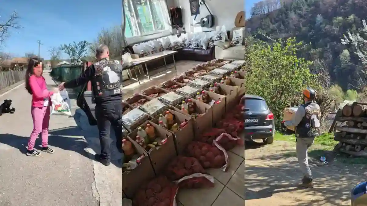 FOTO Motociclistii Lupii Singidavei au donat alimente pentru masa de Paste 2026 pentru 15 familii defavorizate din Cugir Sarbatori linistite tuturor