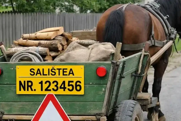 FOTO Primaria unei comune din Alba avertizeaza cetatenii cu privire la obligatiile lor in cazul transportului de lemne cu caruta Aveti nevoie de un aviz