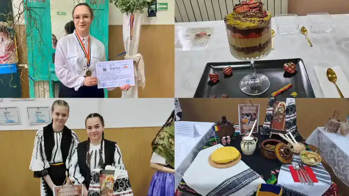 FOTO Un desert din Dubai si tocana de miel cu mamaliga si covasat preparatele cu care trei eleve de la Liceul Tehnologic Stefan Manciulea Blaj au impresionat juriul la concursul national Culinariada 2026