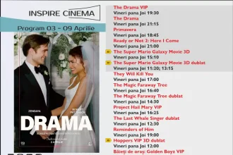 Programul Inspire Cinema Alba Iulia pentru perioada 3 aprilie 9 aprilie 2026 Ce filme vor fi difuzate la cinematograful din centrul comercial Alba Mall