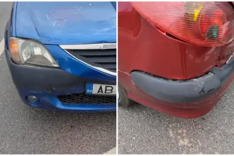 VIDEO ACCIDENT rutier in Alba Iulia Doua automobile s au lovit pe strada Vasile Goldis din oras