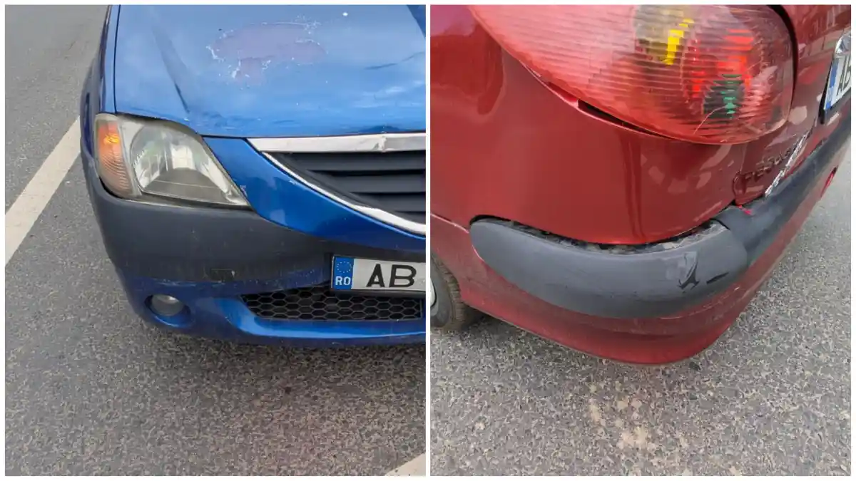 VIDEO ACCIDENT rutier in Alba Iulia Doua automobile s au lovit pe strada Vasile Goldis din oras