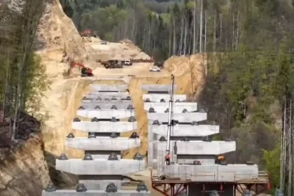 VIDEO Mobilizare record pe santierul sectiunii Cornetu Tigveni a autostrazii A1 Sibiu Pitesti Peste 1000 de muncitori si mai mult de 200 de utilaje sunt la lucro