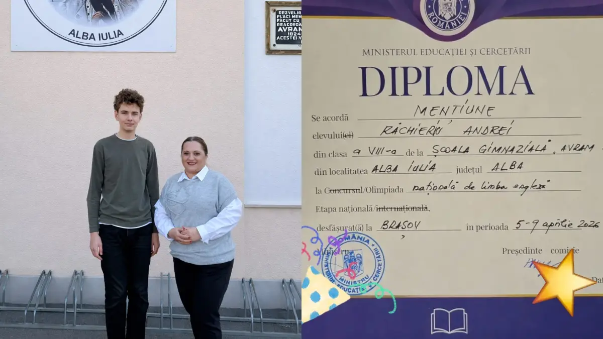 foto andrei rachieriu elev al scolii gimnaziale avram iancu din alba iulia a obtinut mentiune la etapa nationala a olimpadei de limba engleza 2026