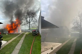 foto incediu la sebes focul a cuprins o constructie anexa pe strada dorin pavel