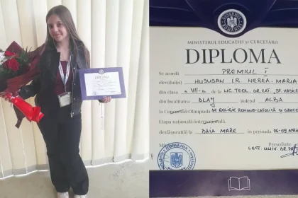 foto nerea hususan eleva a liceului teologic greco catolic sfantul vasile cel mare din blaj realizare remarcabila premiul i cu nota 10 la olimpiada nationala de religie 2026 pentru cultele romano catolic si greco catolic