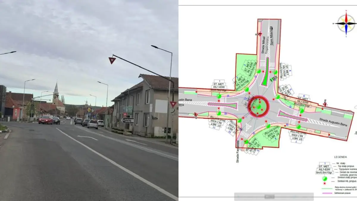 foto sens giratoriu la intersectia strazilor augustin bena mihail kogalniceanu si fantanele din sebes amplasamentul a fost predat pentru constructie rute alternative