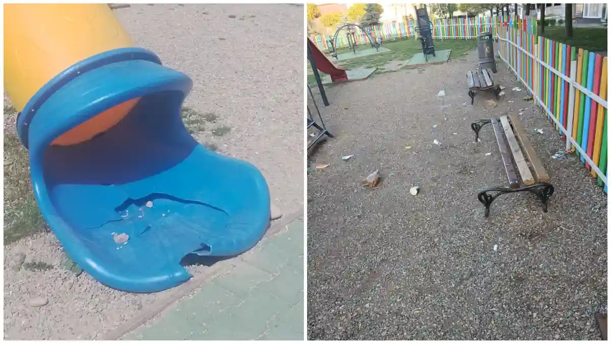 foto stirea ta parcuri de joaca din alba iulia in paragina banci distruse si tobogane avariate este necesara instalarea camerelor de supraveghere