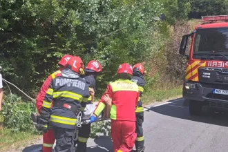 Accident de circulatie la iesirea din susgag spre popasul regelui un singur auto implicat