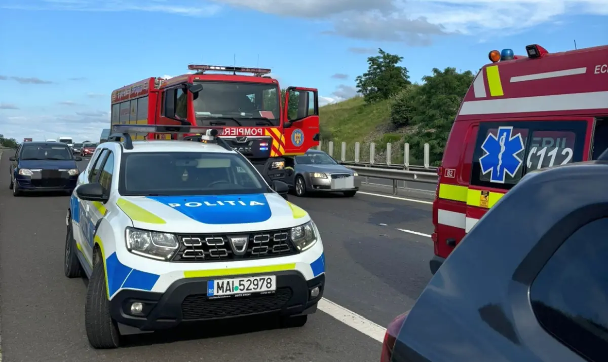 Accident pe autostrada A1 direcia Sebes Sibiu Traficul este blocat