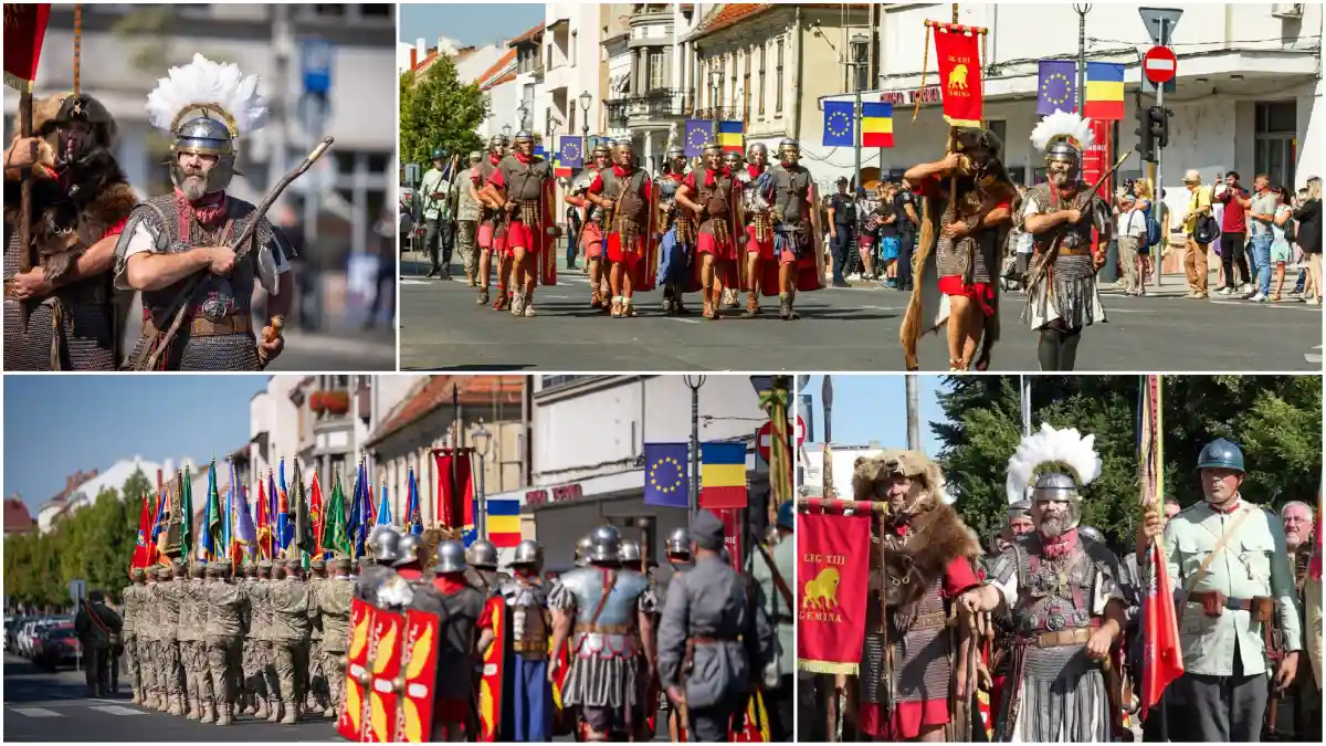 FOTO 110 ani de traditie militara Legiunea XIII Gemina din Alba Iulia impreuna cu Divizia 4 Infanterie Gemina sarbatoare aniversara la Cluj Napoca
