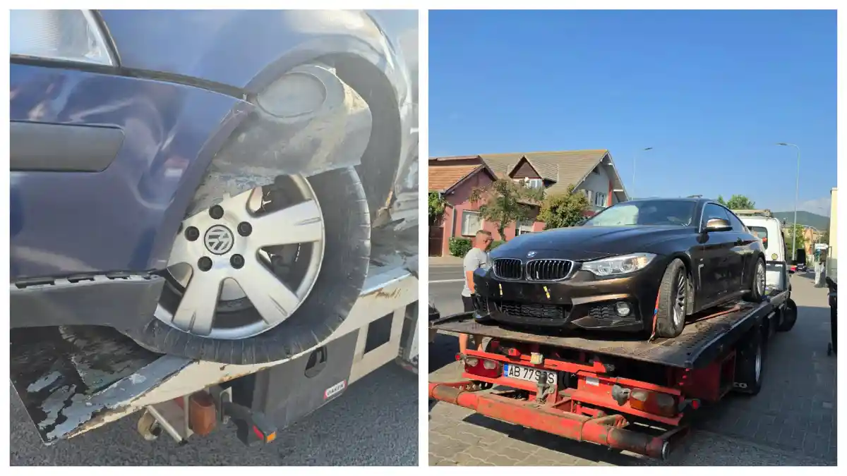 FOTO Accident de circulatie la Alba Iulia Coliziune intre un BMW si un Volkswagen Passat pe Calea Motilor