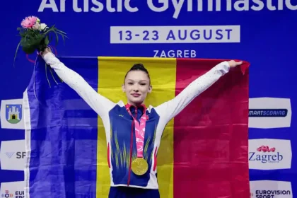 FOTO Aniela Tudor a castigat aur pentru Romania la Campionatele Europene de Gimnastica de la Zagreb cu o medie de 13383 puncte
