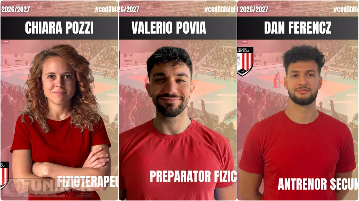 FOTO Volei Alba Blaj staff complet pentru stagiunea 20262027 reunire luni 17 august 2026 Nume noi Valerio Povia Dan Ferencz si Chiara Pozzi