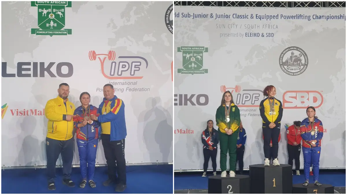 Foto Alexandra Cazacu CS Unirea Alba Iulia castigatoare a doua medalii la Campionatul Mondial de Powerlifting pentru Tineret U23 din Africa de Sud