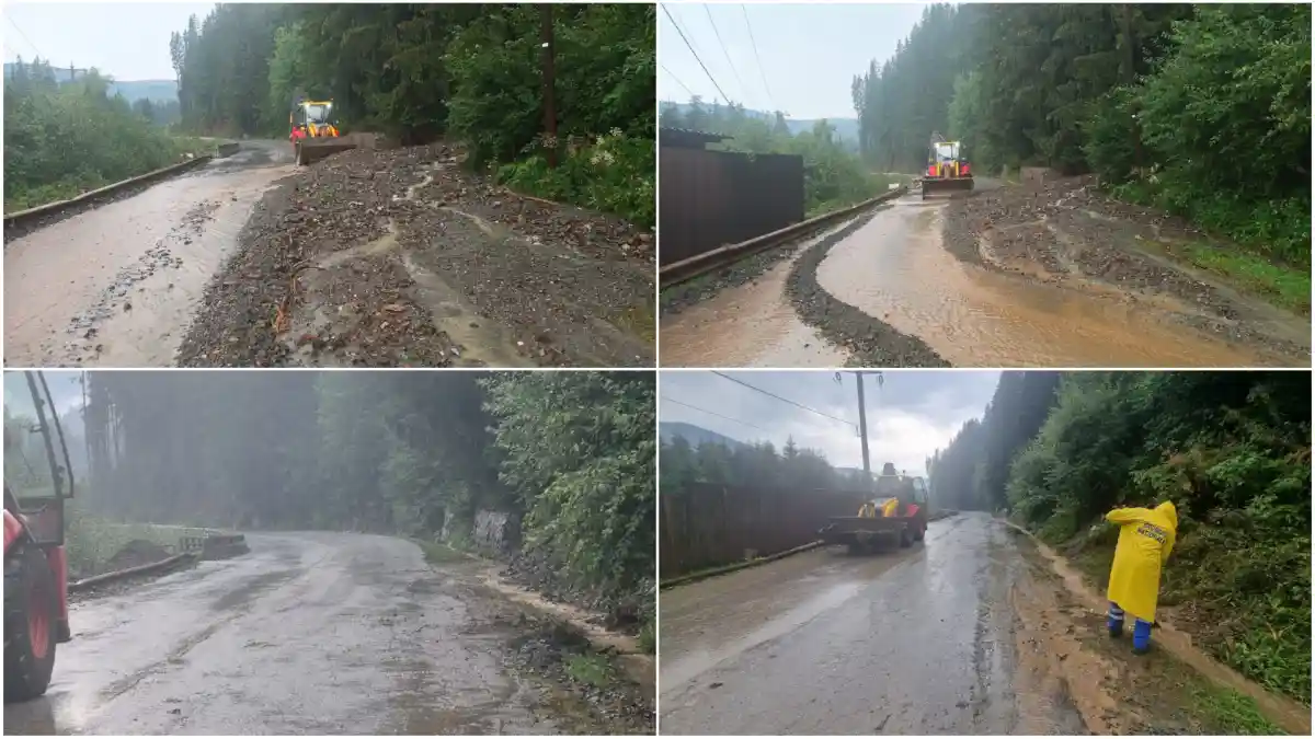 Foto Aluviuni pe DN 75 intre Arieseni si Vartop Interventie a drumaristilor