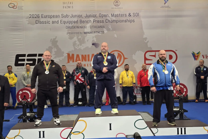 Foto Tiberiu Muresan CS Unirea Alba Iulia medalie de argint la Campionatul European 2026 de Imping la piept