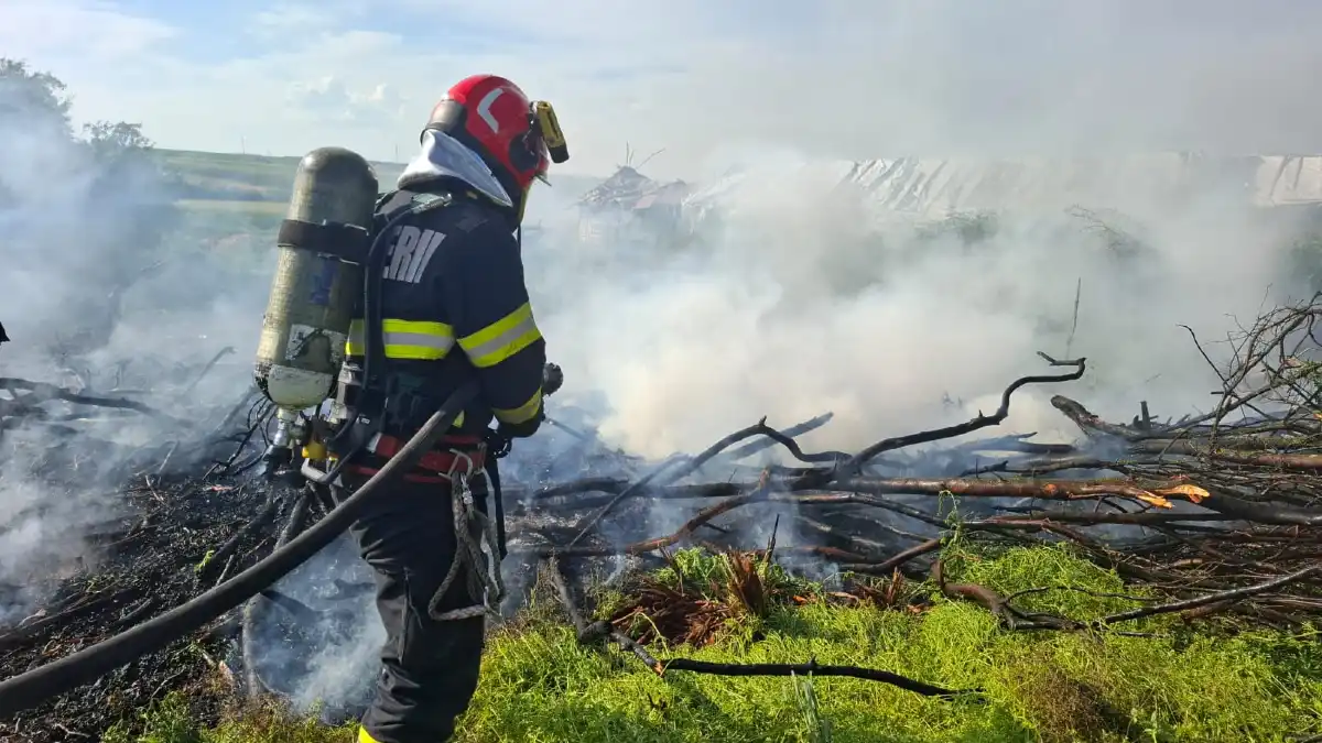 Incendiu de vegetatie uscat la Rahau Pompierii din Sebes intervin cu o autospeciala