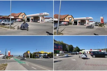 Video La cumparaturi cu ursuletul solar dintrun oras din Alba Pilotul are si unelte pentru interventii de urgenza la bord