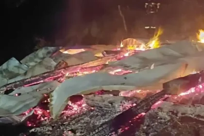 Incendiu nocturn la Poșaga de Jos: O anexă gospodărească pentru animale a ars complet