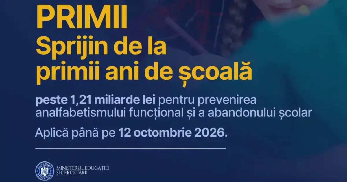 Ministerul Educației lansează programul PRIMII pentru 50.000 de elevi din ciclul primar
