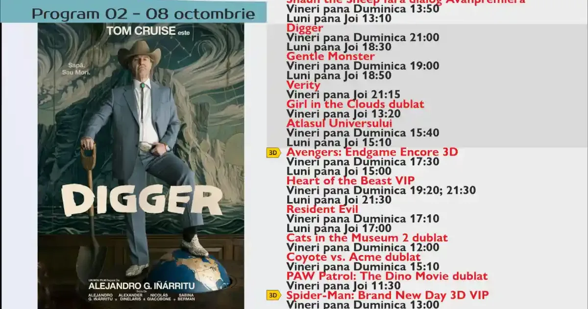 Program Inspire Cinema Alba Iulia, 2-8 octombrie 2026. Filmele de la Alba Mall