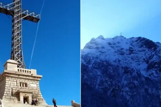 Ziua Crucii, marcată pe Caraiman: militari și salvamontiști urcă la Crucea Eroilor