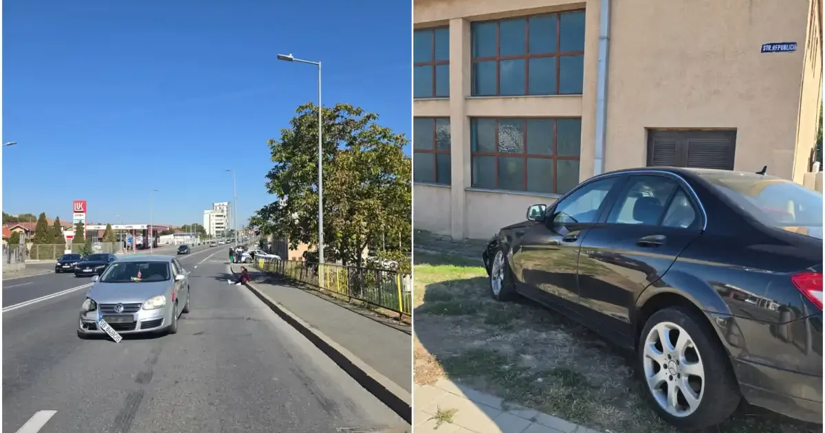 Accident în Alba Iulia: Coliziune între două autoturisme pe pasarela de la Partoș