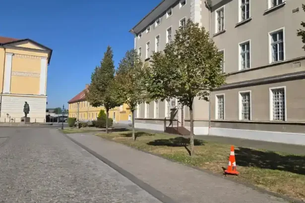 Autobuz al Primăriei Alba Iulia a doborât un stâlp de iluminat în Cetatea Alba Carolina