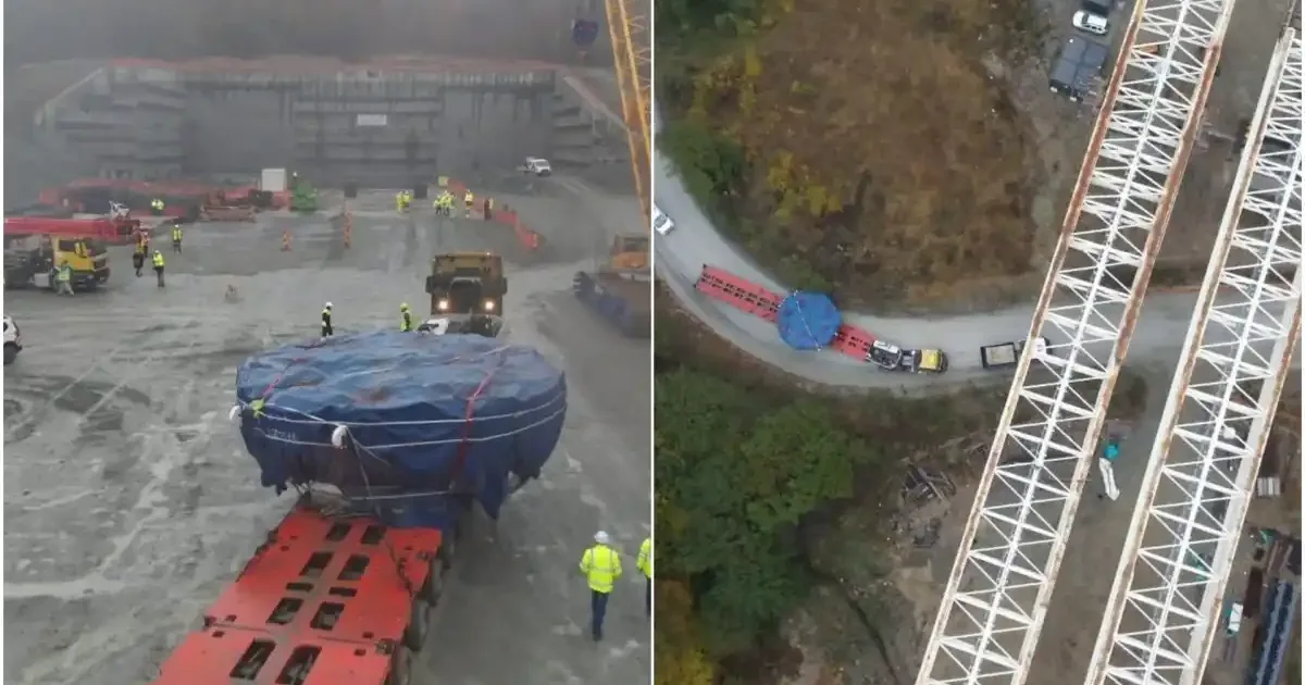 Autostrada Sibiu-Pitești: Capul de foraj pentru tunelul Poiana, ajuns pe șantier