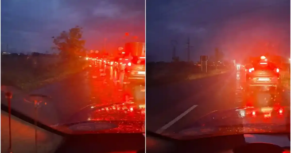 Coloană uriașă de mașini pe Mărășești, Alba Iulia, în ploaie, aproape 30 de minute