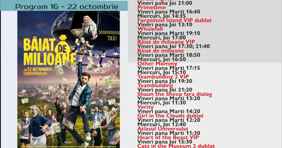Program Inspire Cinema la Alba Mall, 16–22 octombrie 2026